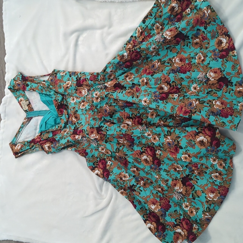 Lindy Bop Teal and Floral Dress